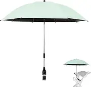 Générique Kids Stroller Parasol, Foldable Wheelchair Parasol, Portable, Clamp Attachment, UV Protection, Adjustable Angle, Easy Installation, Outdoor, Travel & Pushchair Use, 560 x 70 x 70 mm, green,