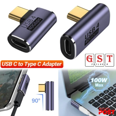 1/2pc 90d Right Angle USB 4.0 Type C Male To Female USB C Converter Adapter 100W
