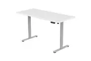 FORTIA Sit To Stand Up Standing Desk, 150x68cm, 72-118cm, Height Adjustable, 50kg Rated, Matte White/Silver Frame