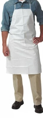 Keystone AP-KG White Polyolefin Bib Apron, Regular, 100/Box (28"L x 36" W)