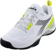 Diadora Women`s Blushield Torneo 2 Clay Tennis Shoes White and Evening Primrose
