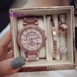 高端 MICHAEL KORS MK手錶 鑲鑽大錶盤日曆防水三眼時尚女錶MK5774 MK5896 MK5237