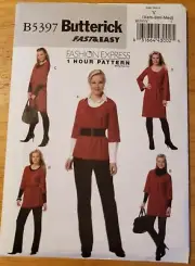 Butterick Sewing Pattern 5397 woman's Fast & Easy Top Tunic Dress XS S M