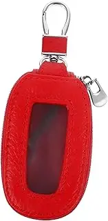 [Beavorty] Red Leather Key Bag Durable Car Key Holder with Hanging Clasp for All Car Compact Waist Pouch Birthday present for Men and Women
