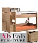 BUNK_BED ZEGNA SINGLE BUNK BED & STAIRS LOW DESIGN DRAWER STORAGE WHITE OAK