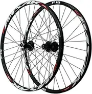MTB Bicycle Wheels Mountain Bike Wheel Front 2 Rear 4 Bearing 26/27.5/29inch 7-11speed Six Hole Disc Brake QR100 135alloy Hub 1-1/2” (Color : Red, Size : 27.5 inch)