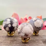 Black Flower Agate Mini Spheres Crystal Ball YOU CHOOSE