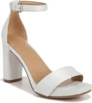 Naturalizer Women's Joy Ankle Strap Heeled 6 Wide, Pearl White Satin Fabric
