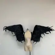 Black Demon Wings From Goose Feathers Handmade Cosplay Photography Costume