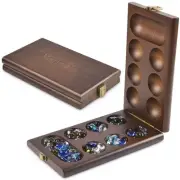 AMEROUS Wooden Mancala Board Game Set 72+8 Bonus Glass Stones Gift