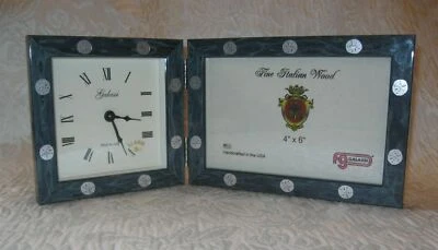 Genuine GALASSI Hinged Desk CLOCK and 4"x6" FRAME ~ NWOB New without Box