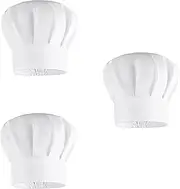 [TJHypenete] 3Pcs Chef Hat, Adult Catering Hats, Adjustable Elastic Cotton Cook Cap, White Chef Toques Caps, Reusable Baker Cooking Chef Cap for Home, Restaurant, Kitchen, Baking, Cooking, Party Favors