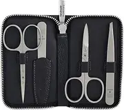 DOVO Set of 5 - Exclusive Nail Care Set with Cuticle Scissors, Nail Scissors, Nail File and Tweezers in Leather Case