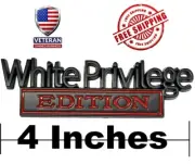 BLACK&RED White Privilege Card Edition METAL Badge Emblem Car Sticker Decal 4"