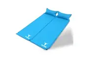 Double Air Bed Self Inflating Mattress Sleeping Mat Camping Camp Hiking Joinable - blue