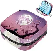 Period Bag,Sanitary Napkin Storage Bag,Full Moon Night Owl Witch,Tampon Holder for Purse