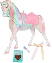 Glitter Girls – 14-inch Toy Horse – Rainbow Mane & Pink Tail – Removable Saddle, Blanket & Brush – Doll Horse Accessories – Kids 3 Years + – Twinkle