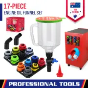 17-Piece Engine Oil Funnel Set 12 Adapters Elbow Fitting Magnetic Storage Tray