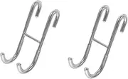 Double Hanging Stainless Steel Shower Door Towel Hooks, 2Pcs Over Door Double Hooks for Bath Towels, Over Shower Glass Door Hanging