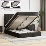 Ottoman Bed Frame with Mattress Bed Base Bedstead Black Faux Leather vidaXL