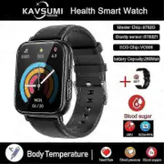2023 New Blood Sugar Smartwatch Men 1.91 Inch 365*400 Hd Screen Ecg+ppg Smart Watch Monitoring Non-invasive Blood Glucose Watch Bt Black Leather