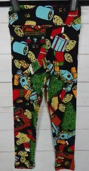 LuLaRoe Kids Christmas Leggings Black with Fire Place & Stocking Size S/M NWT
