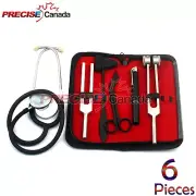 ENT Set Black Stethoscope Taylor Hammer, Penlight, Scissor & Tuning Fork In Kit