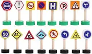 Traffic Road Signs for Kids - 16X Children Traffic Signs Playset,Educational Wooden Building Blocks, Early Learning Game, Stop Safety Game for Party Favor