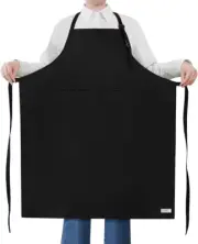 Extra Large Apron for Men Adjustable Bib Aprons with 2 Pockets Cooking Kitchen W