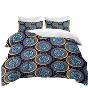 Blue Oriental Illusion Quilt Cover