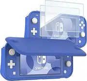 ProCase Flip Cover for Nintendo Switch Lite with 2 Pack Tempered Glass Screen Protectors, Slim Protective Case with Magnetically Detachable Front Cover for Nintendo Switch Lite 2019 -Blue