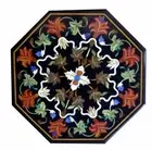 18" black coffee center marble table top inlay malachite home decor c5