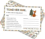 FYSUIMU 50 Pcs Teacher Mail Notes to Parents Woodland Happy Mail Postcards Classroom Good Behavior Incentive Motivational Cards to Send Home for Back to School Elementary Kindergarten