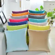 Plain Dyed Solid Cotton Velvet Cushion Cover Decorative Accent Pillow Case Sham#