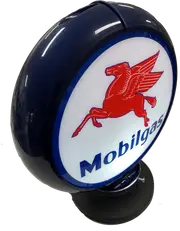 Mobilgas Mobil Fuel Petrol Bar Lighting Garage Light Sign Illuminated Globe on Base