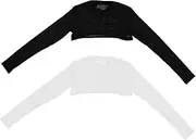 [DEARMAMY] 2pcs Polyester Sheer Long Sleeve Tops for Women Long Sleeve Mesh Tops for Women Mesh Top Long Sleeve Shirts