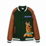 MEN'S SCOOBY DOO VARSITY GREEN WOOL AND FAUX LEATHER JACKET