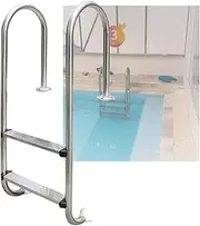 2 Steps Pool Pedal Step, Swimming Pool Stairs with Armrests, Easy Climbing for Hot Spring Water Park Fish Pond(Drilling,2-Steps1.5mm)
