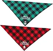 2pcs Plaid Pet Scarf Bandana Dog Collar Xmas Pet Scarves Xmas Bandana Small Dog Bandanas Dog Bib Christmas Dog Bandanas Pet Supplies Christmas Dog Scarves Dog Triangle Bibs Cotton NESTINGHO