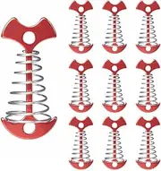 AIMALL 10PCS Tent Stakes Deck Anchor Pegs, Red & Silver, Camping Outdoor Spring Fishbone Fixed Nails, Lightweight, Adjustable, Durable for Tents & Canopies