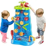 KIDBOT Kids Waterfall Wall Water Table Sand Pit Play Ground Activity Centre Playset Toys Park Outdoor Indoor Backyard Sensory Water Play Station