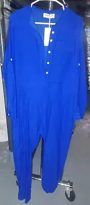 REBDOLLS All Nighter Cargo Jumpsuit w/ Pockets - Royal Blue - Size 3X