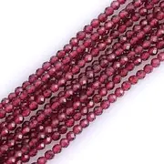 [GEM-INSIDE CREATE YOUR OWN FASHION] Gem-Inside 2mm Dark Red Garnet Natural Gemstone Faceted Round Semi Precious Stone Loose Seed Beads for Jewelry Making, 15" Strand