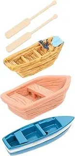 Toddmomy 1 Set Resin Toy Boat Miniature Fish Tank Ornament Decoration Small Boat Decors Decorative Boat Models Mini Paddles Decors Home Decors Little Resin Boats Boat Paddles Models Wood