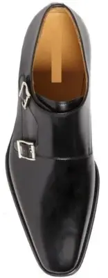 Customized double monk strap Black leather shoe, Men genuine black leather shoes