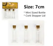 6x Mini Glass Bottles 7cm Cork Stopper Decor Craft Small Tiny Vials DIY Gift