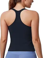 [Evercute] Women's 1/2/3 Pack Ribbed Workout Tank Tops with Built in Bra Racerback Seamless Crop Tank Tops Camisole Sport Tanks
