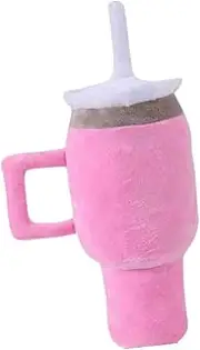 Squeaky Dog Toy, Puppy Chewing, Furniture Protection,Bite Resistant Plush Cup Interactive for Dogs Indoor Play, Pink
