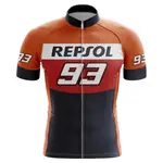 REPSOL 93 MARC MARQUEZ BIKE MTB CYCLIST FULL ZIP 男士短袖騎行服上衣運動