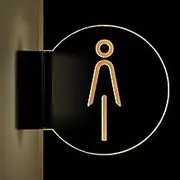 Toilet Sign Bathroom Door Sign LED Restroom Door Sign, Male and Female Toilet Signs, Wall Mount Double-Sided Luminous Sign, 8 Inch Round Bathroom Signs for Office, Home
